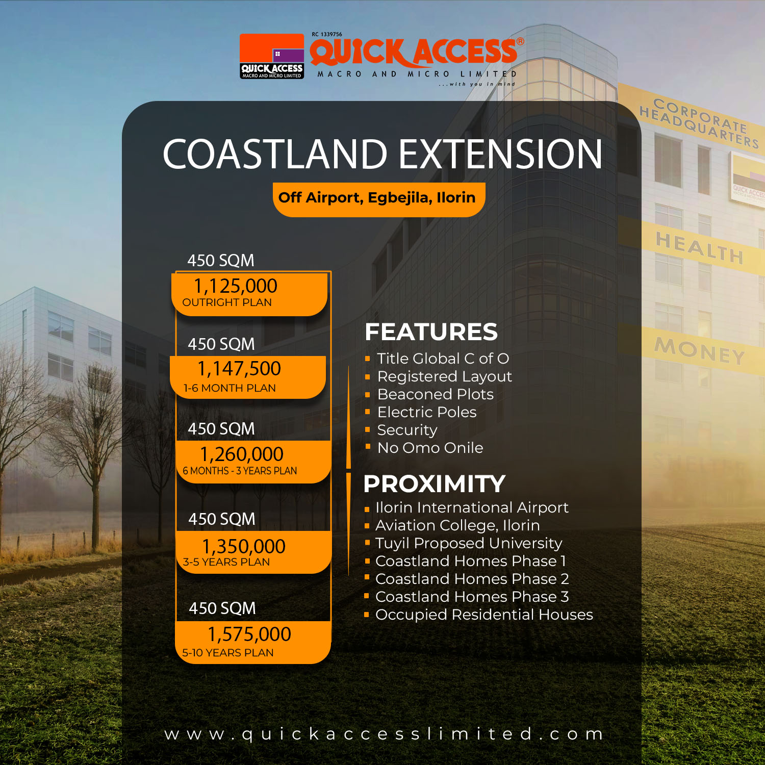 COASTLAND EXTENSION PLOT 40, 450 SQM (100,000 FIRST PAYMENT)